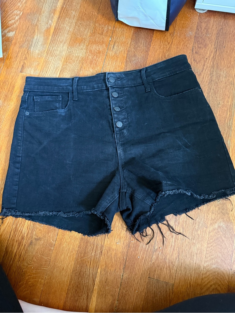 Old Navy Black High-Rise Button-Front Denim Shorts